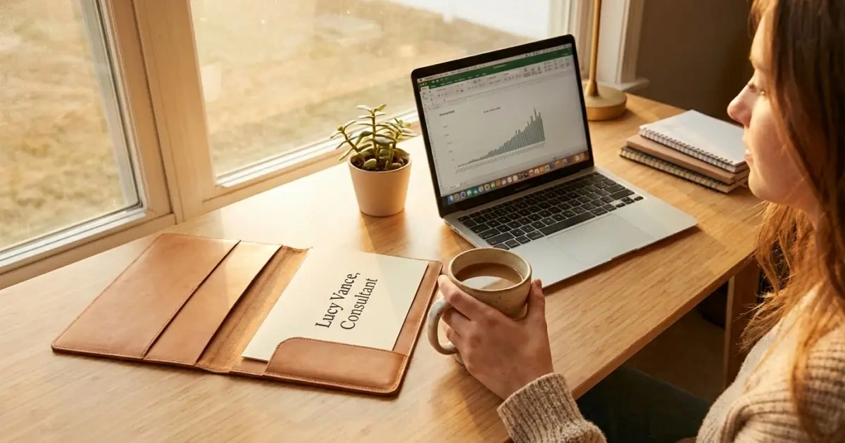 A professional desk setup testing how a warm baby name looks in adulthood.