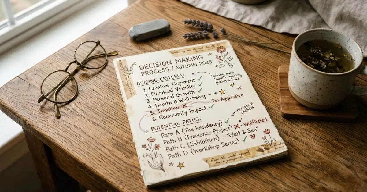 A handwritten list of name criteria on a desk showing careful correction and selection