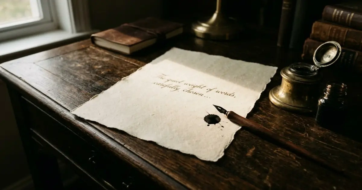 A handwritten page with a minor ink blotch symbolizing careful correction in naming