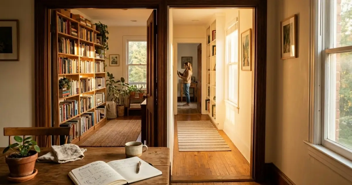 A sequential view of warm home spaces representing baby names that work in two languages.