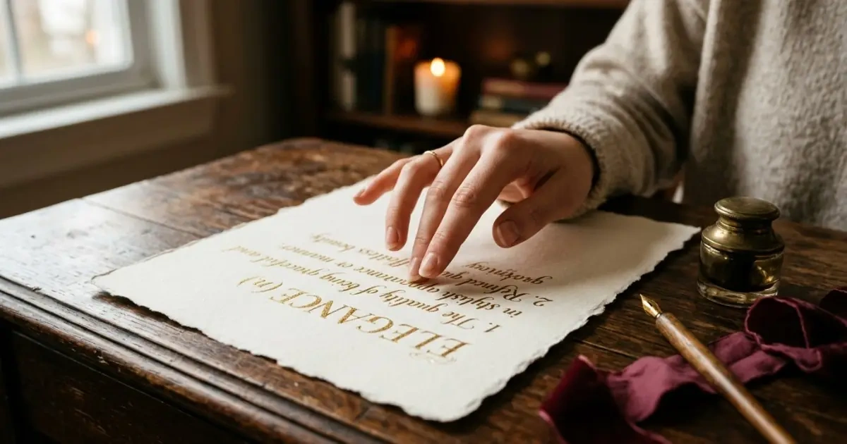 Elegant gold calligraphy on textured paper showing the emotional weight of name meaning