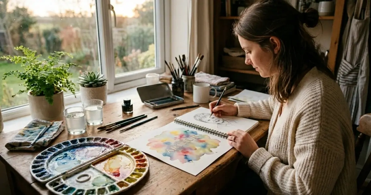 An artistic watercolor setting illustrating how bold baby names can fit multiple personality types.