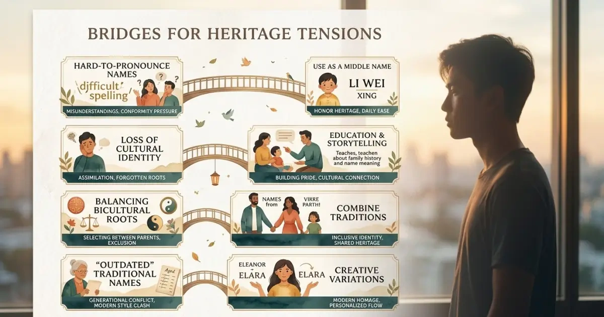 An infographic providing solutions when heritage and everyday name use conflict