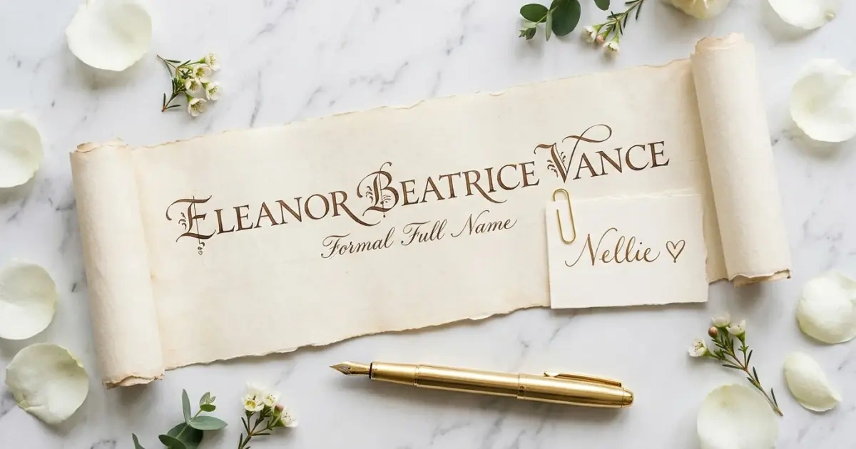A elegant document showing full traditional names paired with short wearable nicknames.