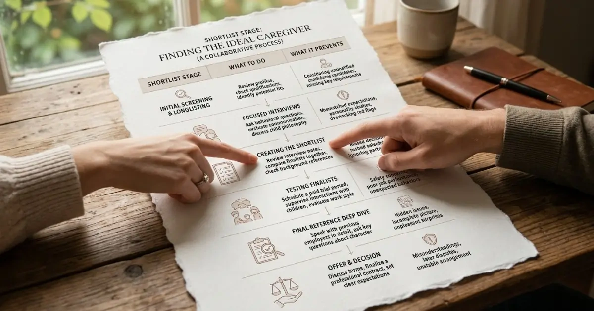 A horizontal photographic step process infographic illustrating a collaborative shortlist method for couples