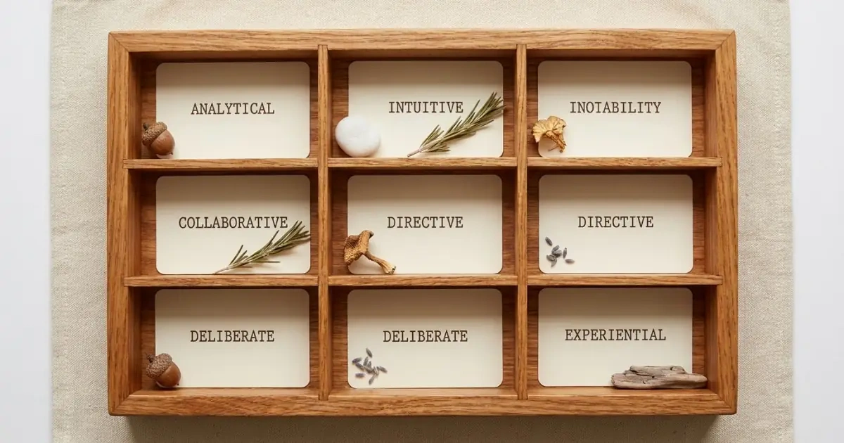 An organized wooden tray classifying various examples and categories of regal baby names.