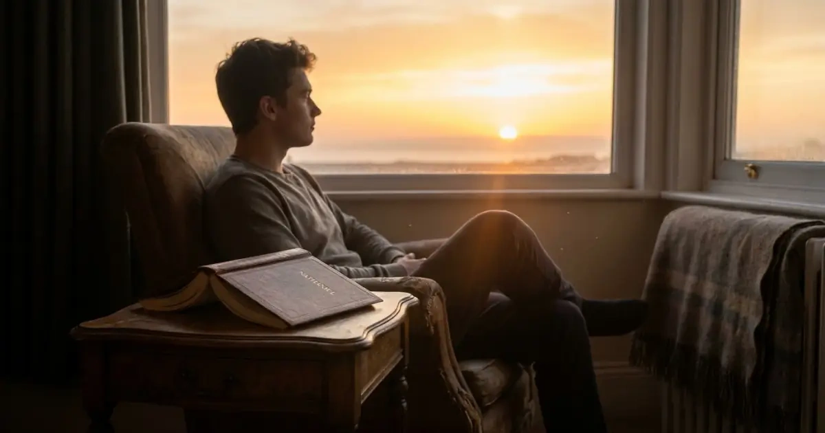 A peaceful sunrise scene illustrating faith-forward baby names that mean blessing like Nathaniel