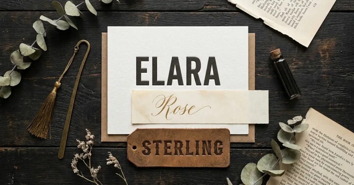 Visual hierarchy of first, middle, and surname components on a wooden table.