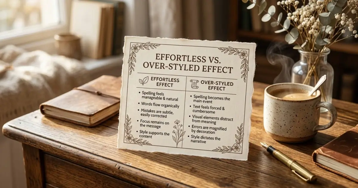 A comparison infographic card showing effortless versus over-styled effects of French names.
