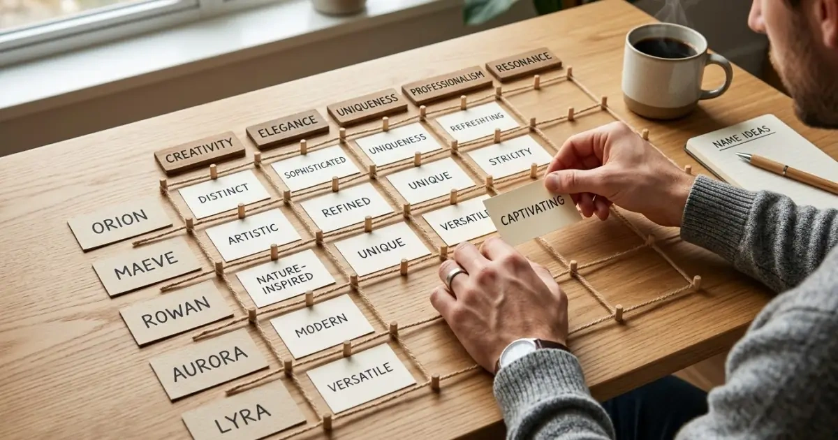 An infographic grid demonstrating how to balance meaning sound and style in a baby name
