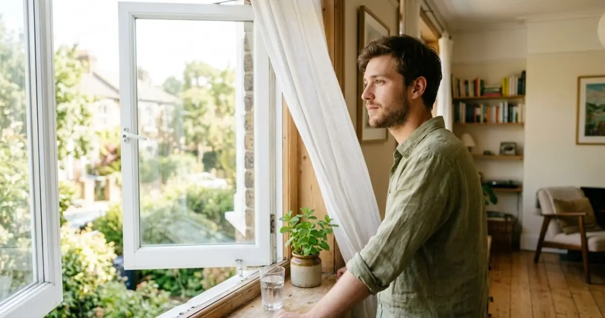A thoughtful young father illustrating how to choose a baby name that sounds right