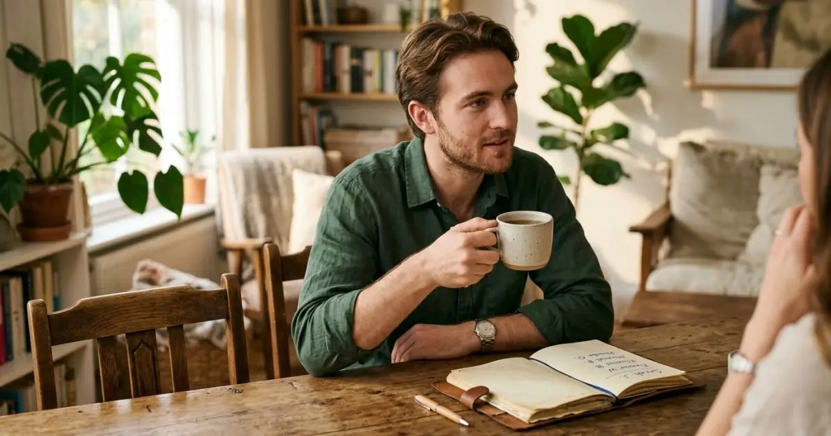 A young man thoughtfully contemplating spoken flow over symbolic definition
