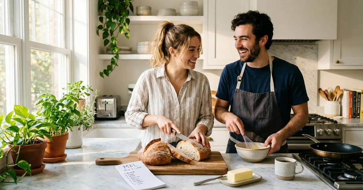 A kitchen scene illustrating practical testing to pick a name that feels right