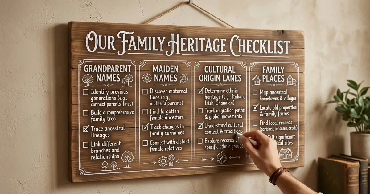 An infographic list of the most useful forms of family heritage for baby naming