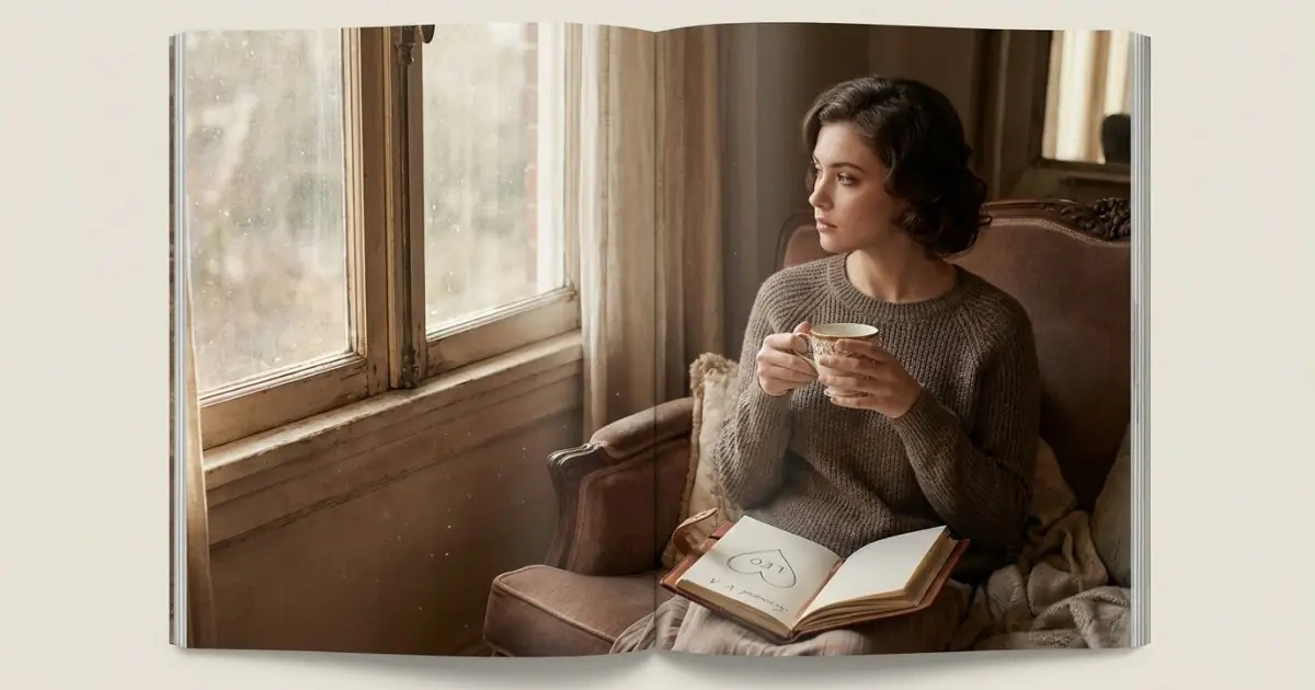 A woman thinking by a window, choosing between a short name and a full legal name.