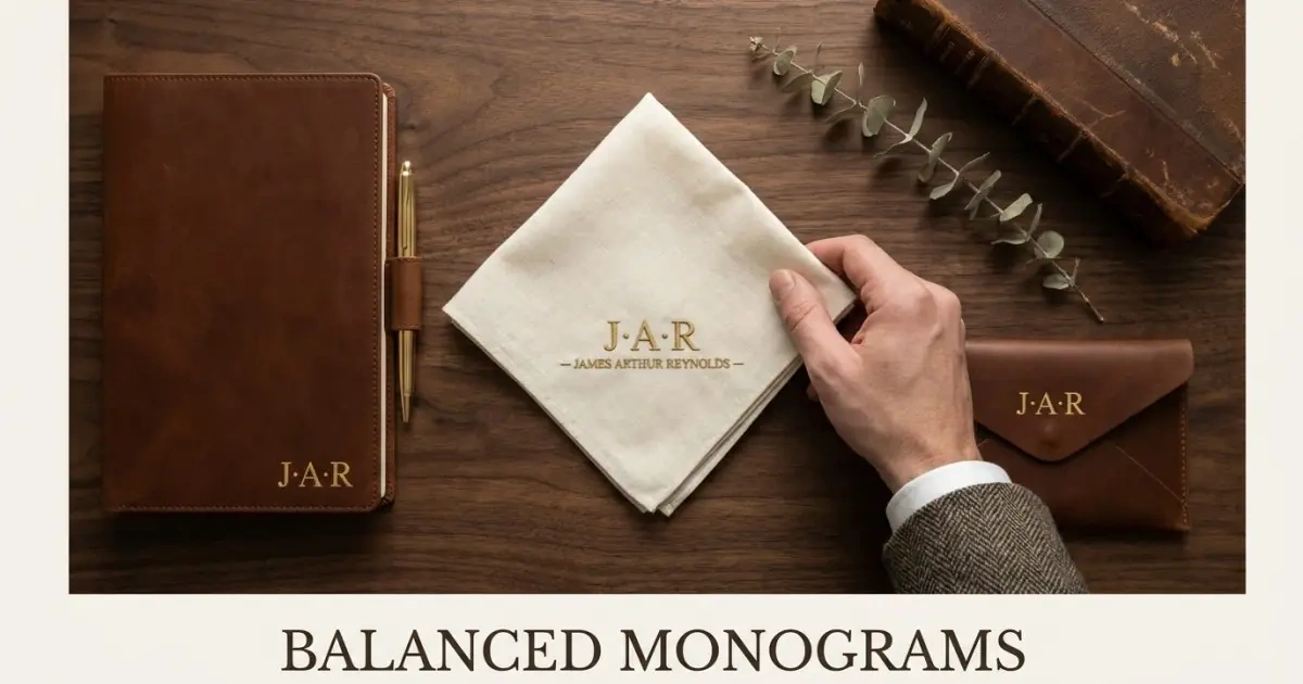 Elegant gold monogrammed stationery showing the harmony of initials and surname
