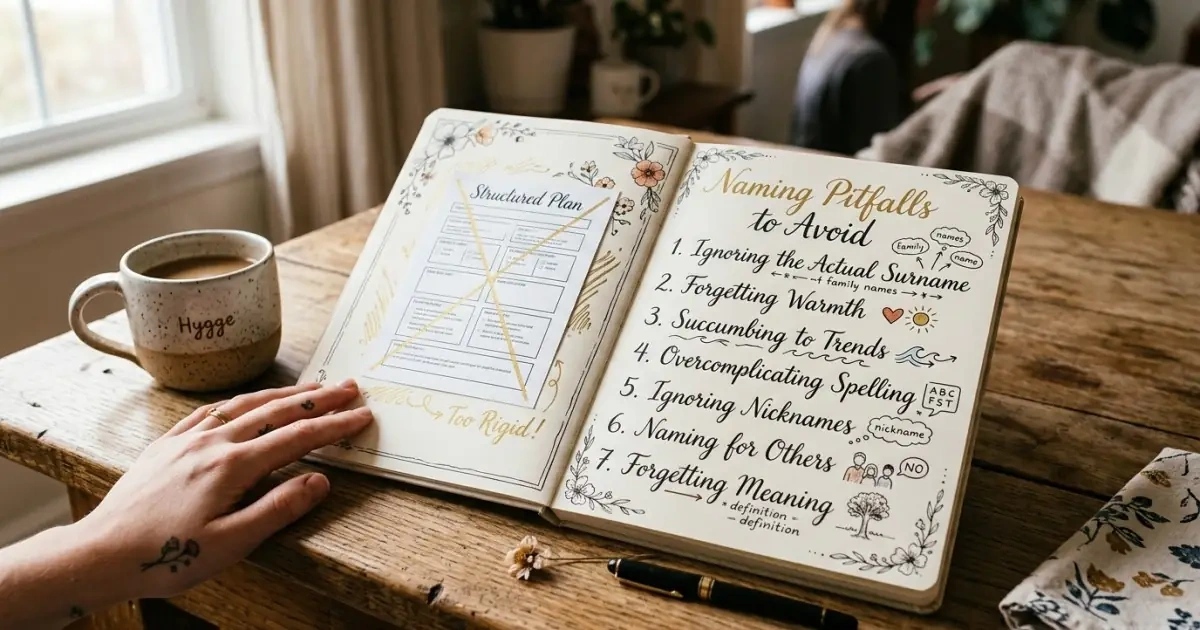 Artistic scrapbook infographic layout highlighting common surname naming mistakes