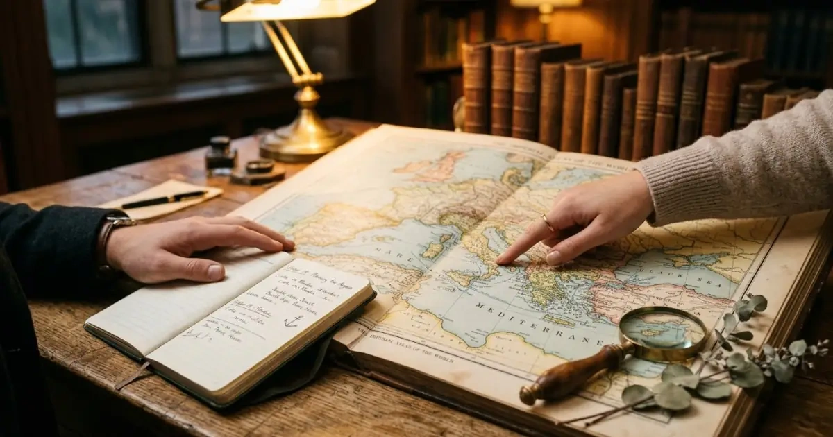 A couple researching the historical and cultural origins of baby names that mean strength