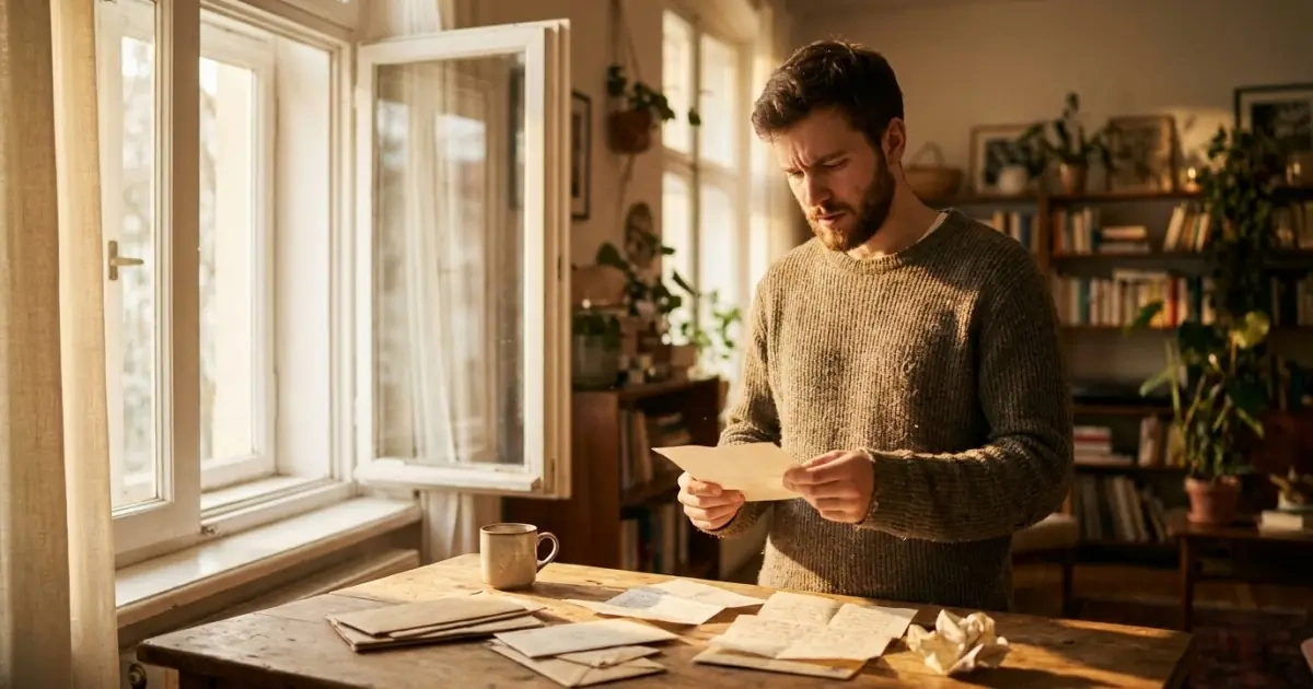 Young man thoughtfully considering choices, illustrating how to check nickname potential for daily use.