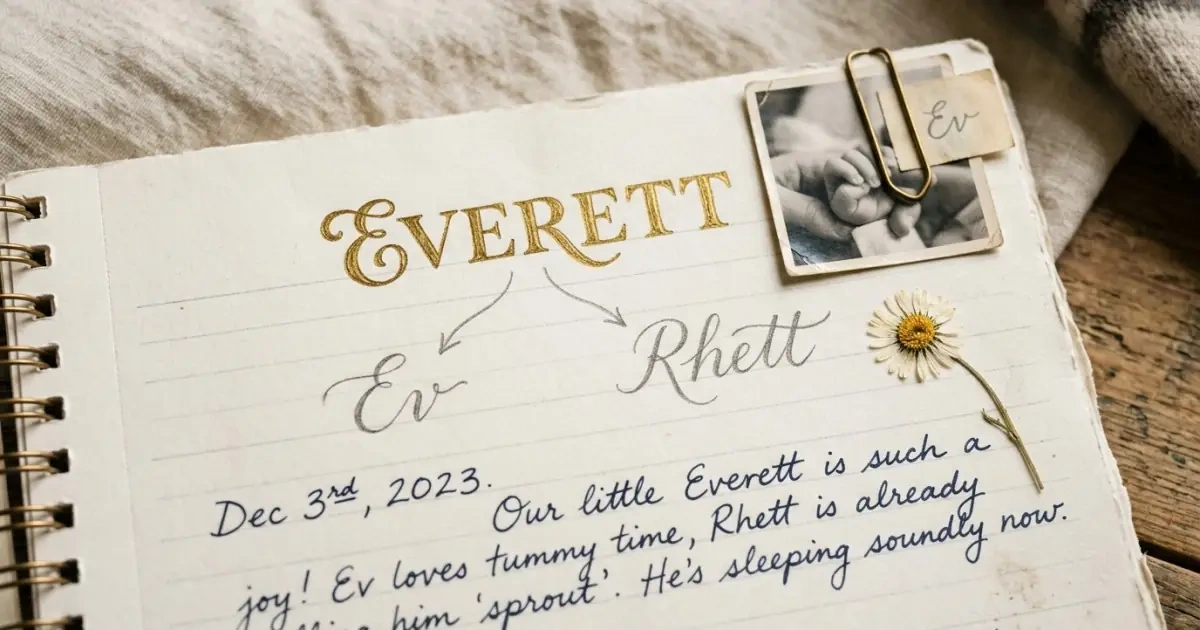 Journal page detailing nicknames and middle name pairings for a surname name