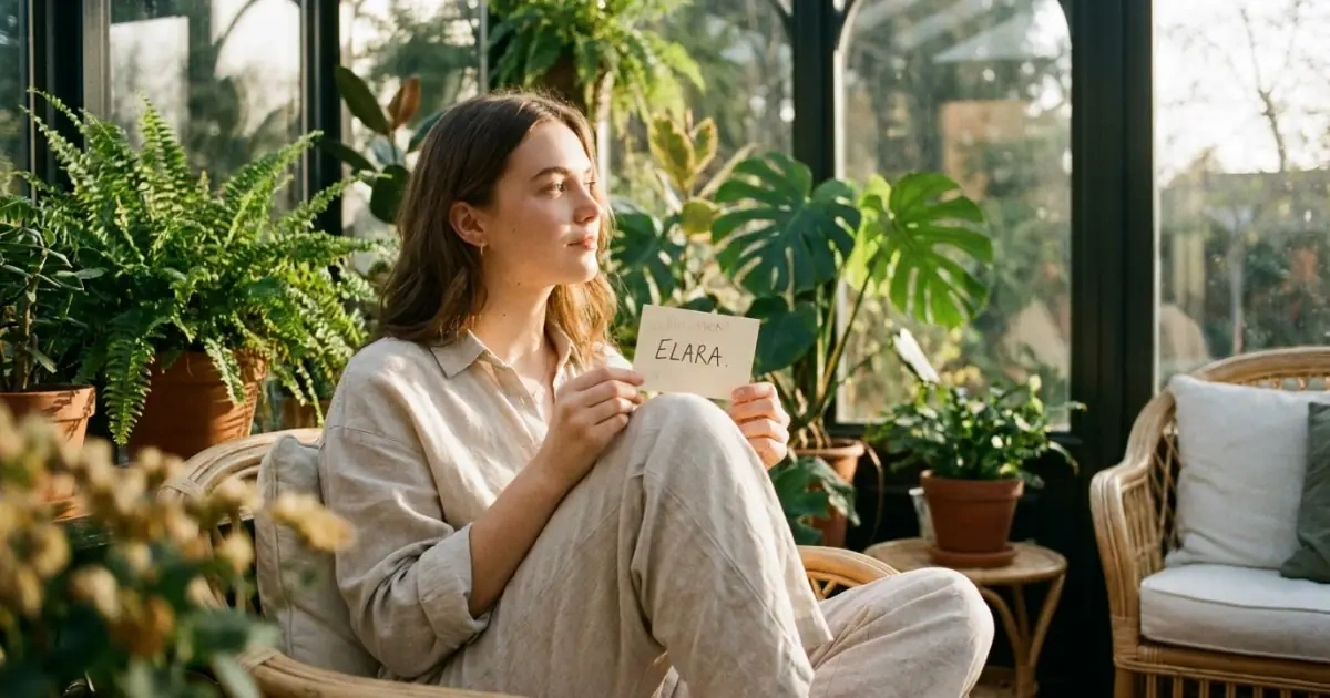 A woman reflecting on how a name might fit different personality types.