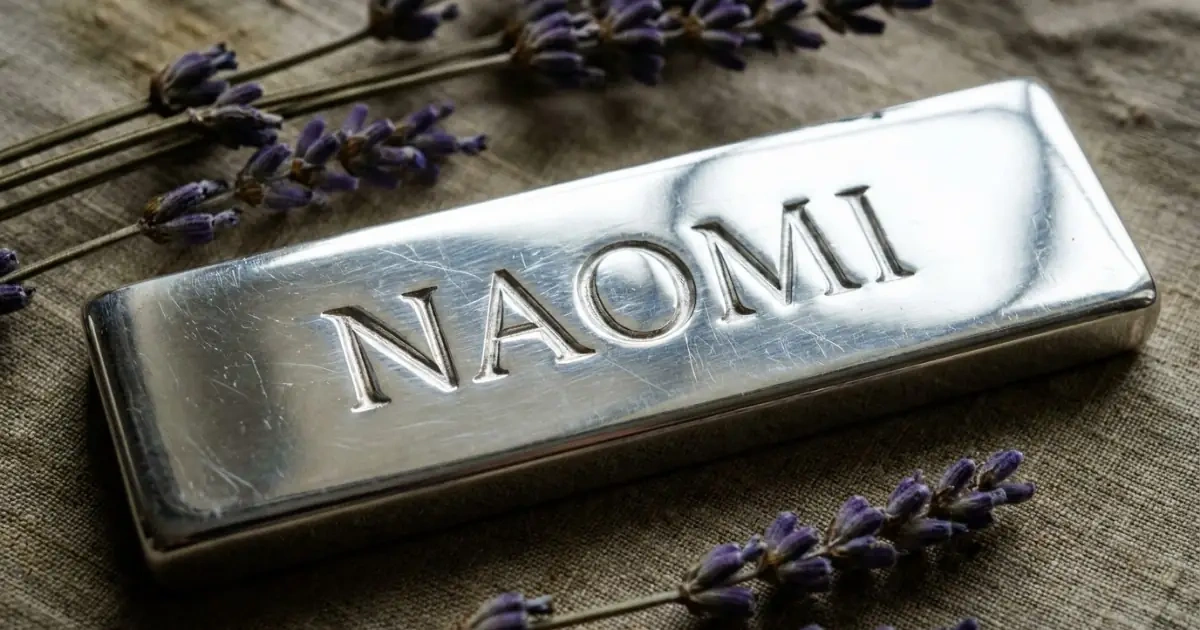 An elegant name engraving on solid silver, showcasing structure within soft name choices.