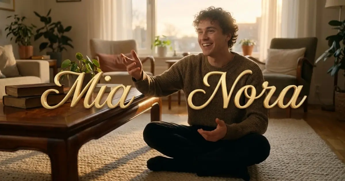 Visualizing sound warmth and rhythm of warm baby names in a cozy setting.
