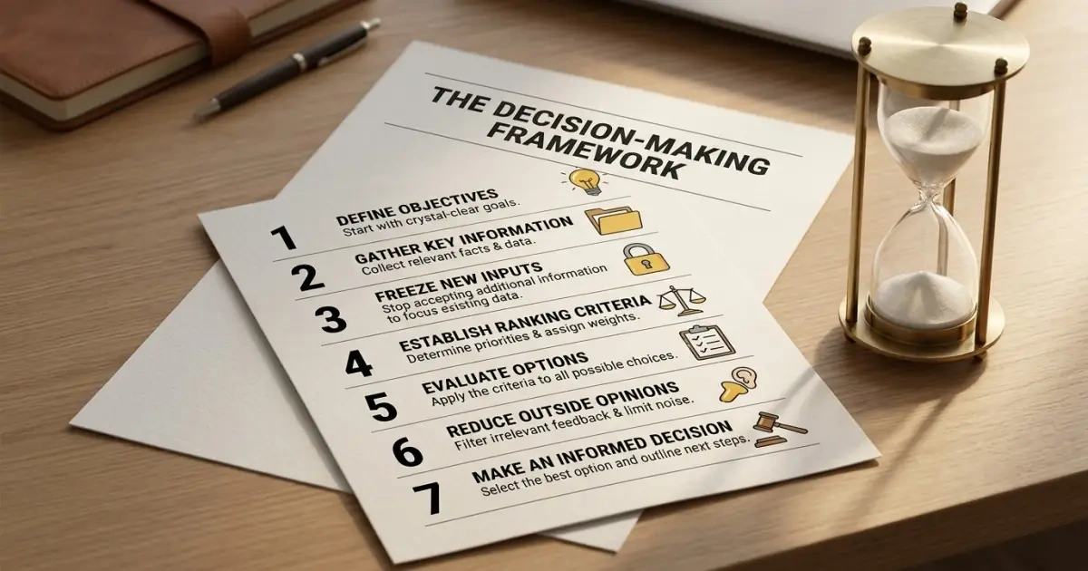A 7-step practical framework infographic guiding parents on when to stop their search.