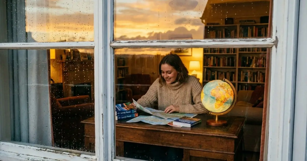 A thoughtful parent considering future moves while choosing baby names for families abroad.
