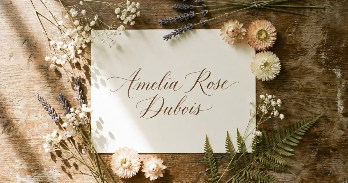 An elegant calligraphy layout testing full-name flow when choosing cultural names respectfully.