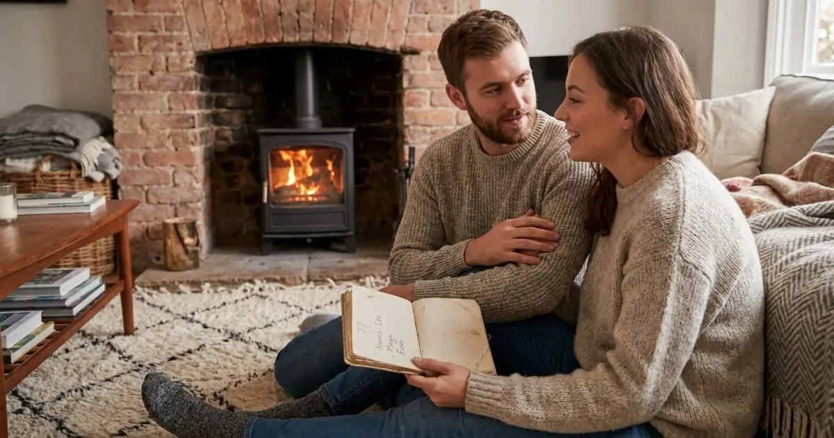 A young couple discussing cultural baby name pronunciation and spelling common questions