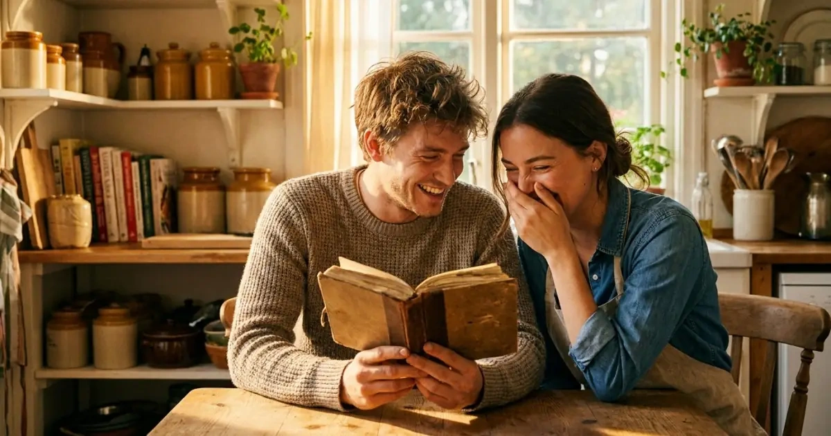 Young parents testing the pronunciation of multilingual baby names at home.