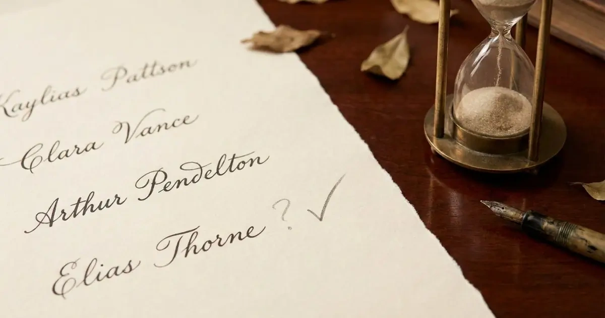 A close-up of a baby name list showing a name passing a manageable flaw test.