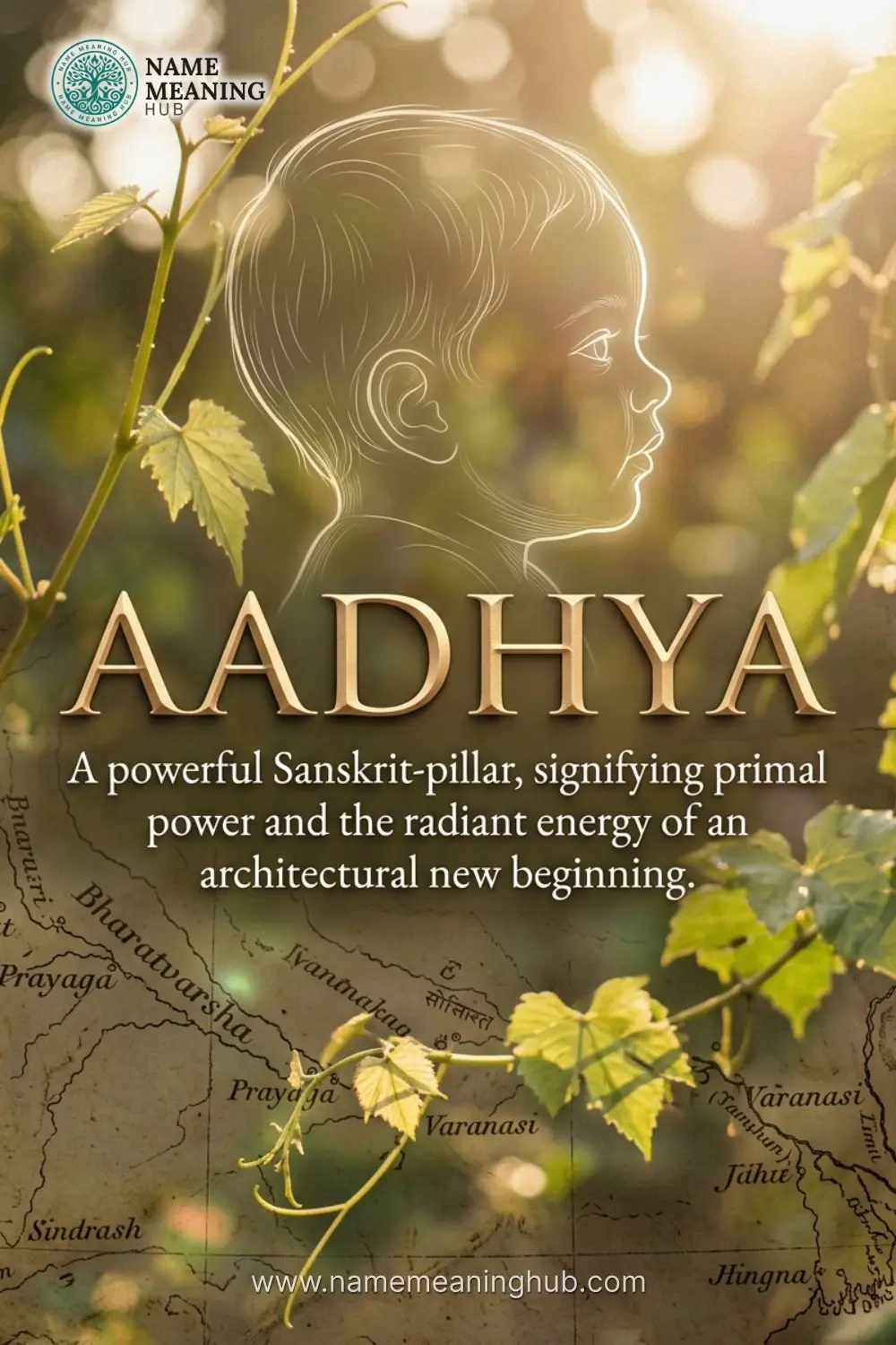 Meaning of the name Aadhya: A powerful Sanskrit-pillar, signifying primal power and the radiant energy of an architectural new beginning.