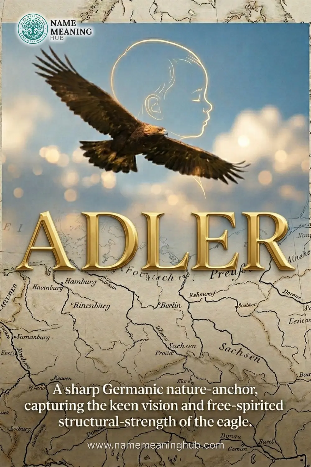 Meaning of the name Adler: A sharp Germanic nature-anchor, capturing the keen vision and free-spirited structural-strength of the eagle.
