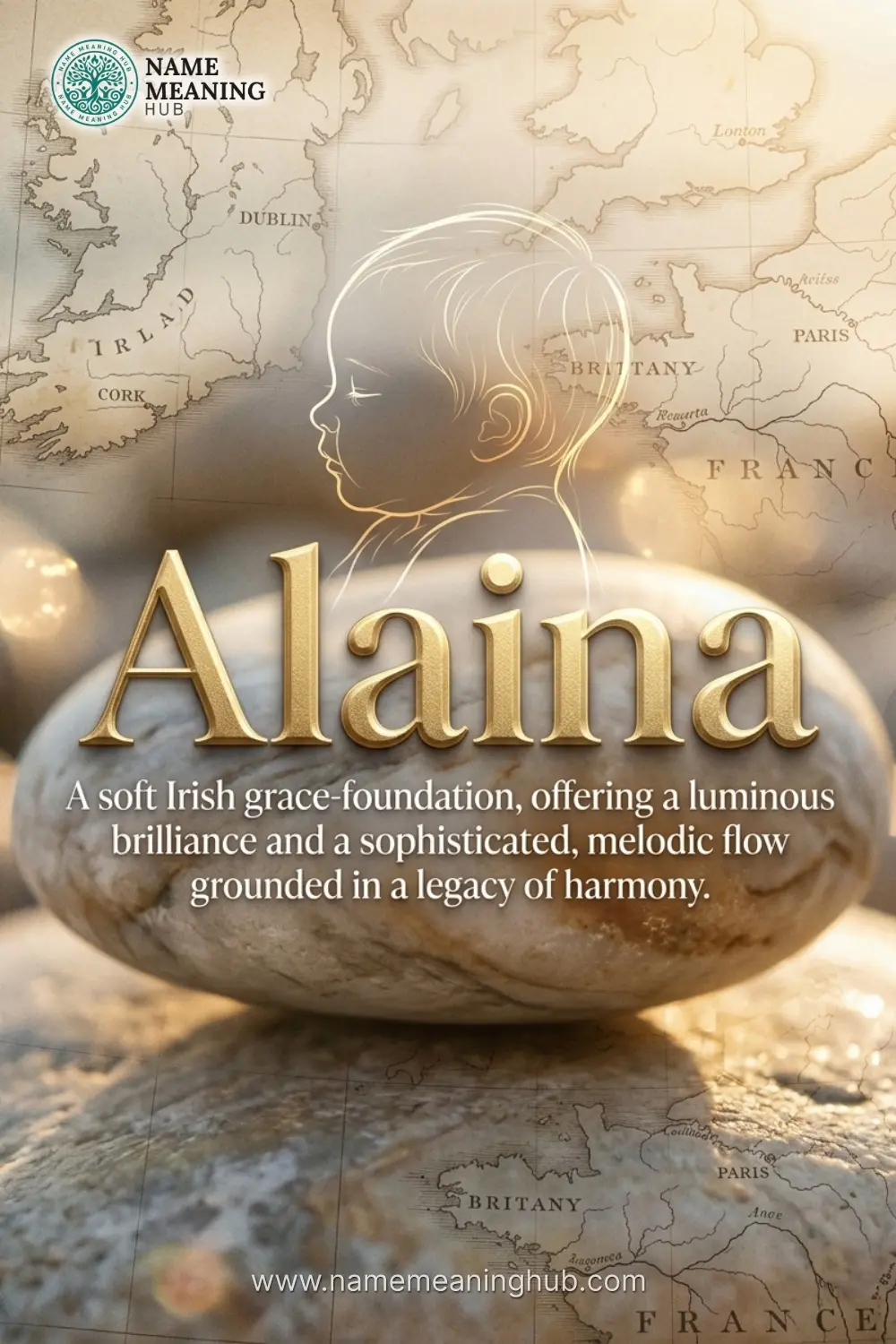 Meaning of the name Alaina: A soft Irish grace-foundation, offering a luminous brilliance and a sophisticated, melodic flow grounded in a legacy of harmony.