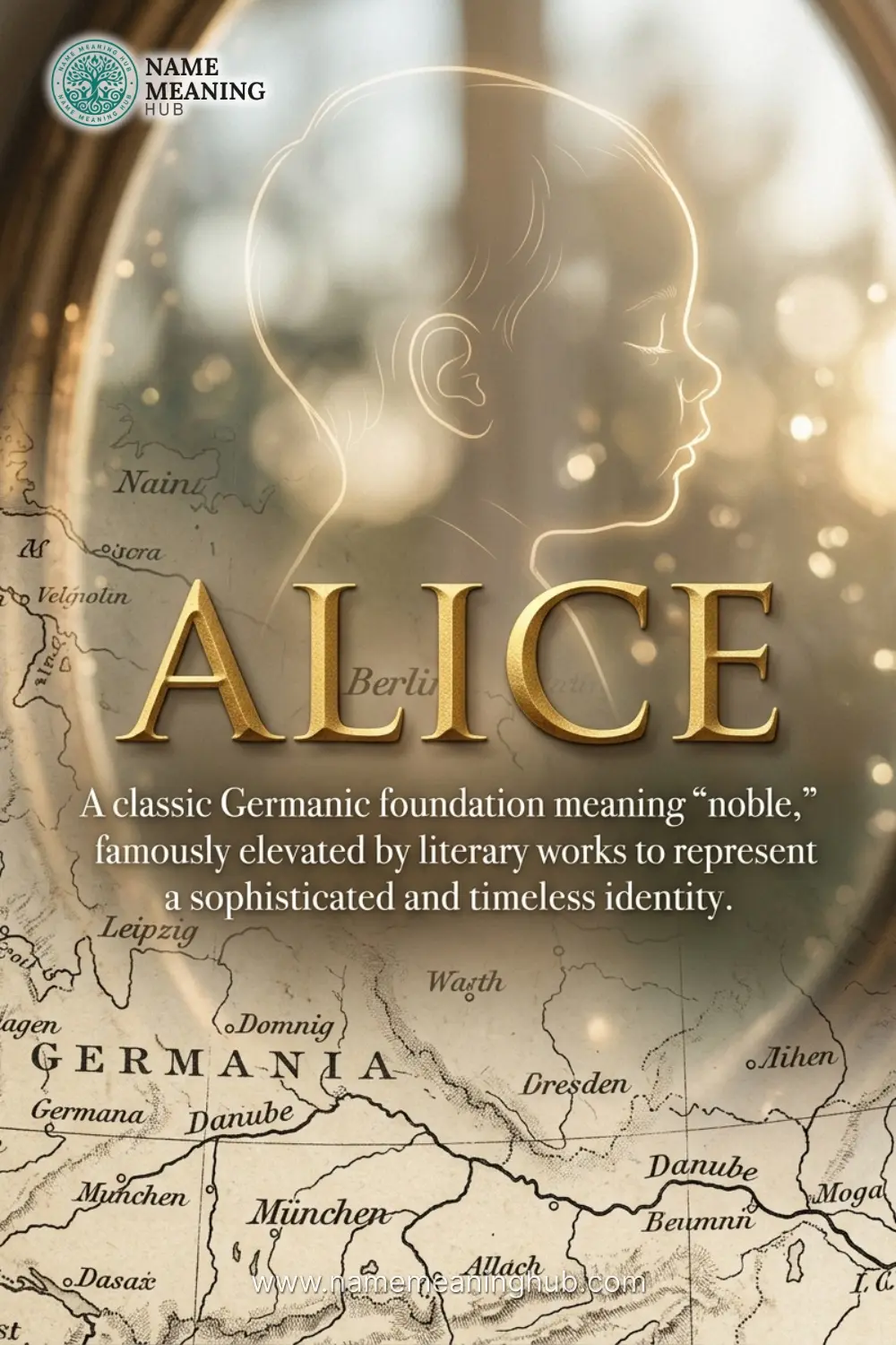 Meaning of the name Alice: A classic Germanic foundation meaning "noble," famously elevated by literary works to represent a sophisticated and timeless identity.
