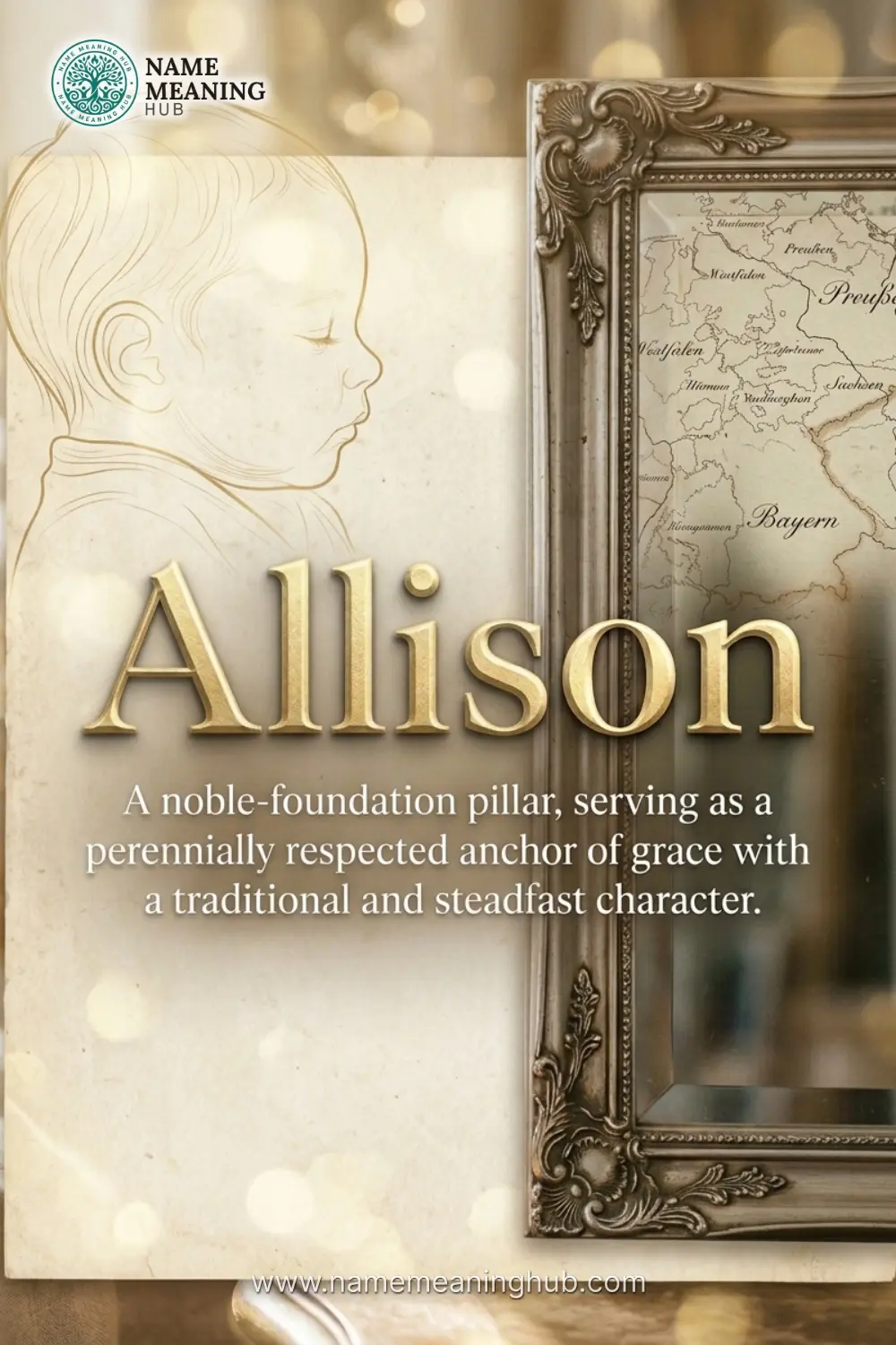 Meaning of the name Allison: A noble-foundation pillar, serving as a perennially respected anchor of grace with a traditional and steadfast character.