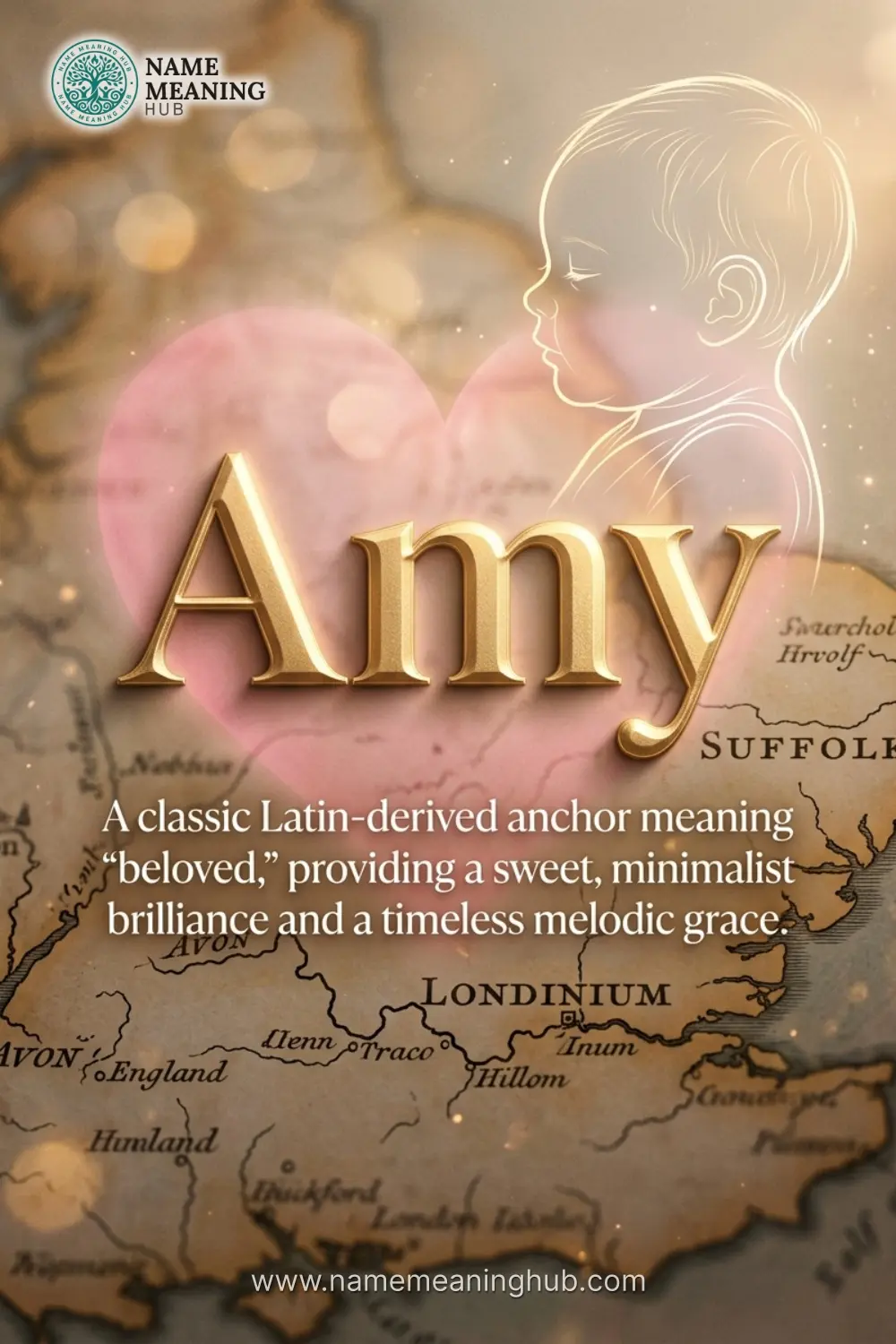 Meaning of the name Amy: A classic Latin-derived anchor meaning "beloved," providing a sweet, minimalist brilliance and a timeless melodic grace.