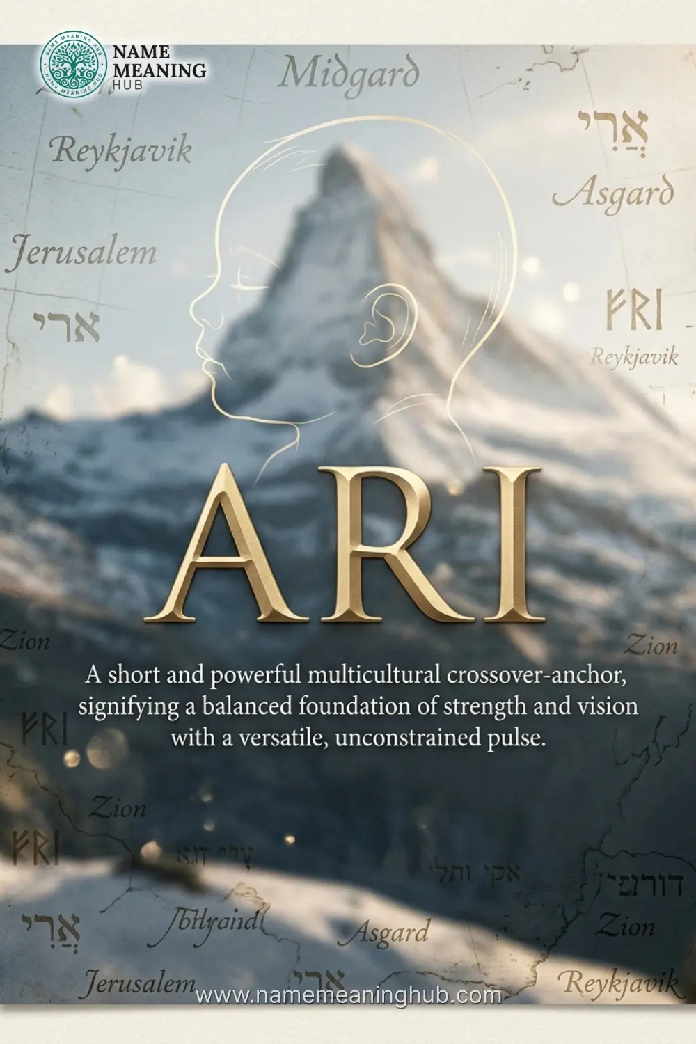 Meaning of the name Ari: A short and powerful multicultural crossover-anchor, signifying a balanced foundation of strength and vision with a versatile, unconstrained pulse.