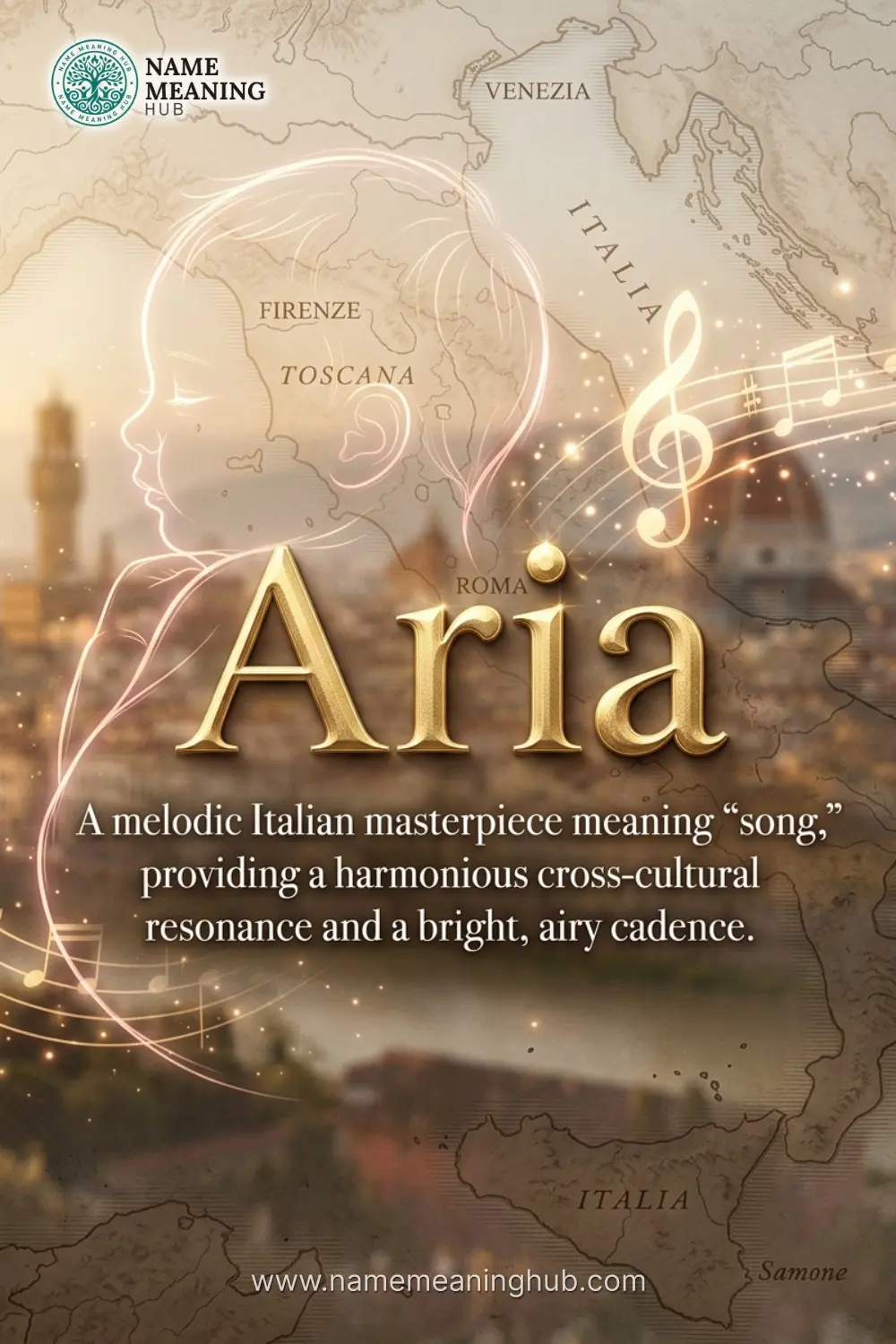 Meaning of the name Aria: A melodic Italian masterpiece meaning "song," providing a harmonious cross-cultural resonance and a bright, airy cadence.