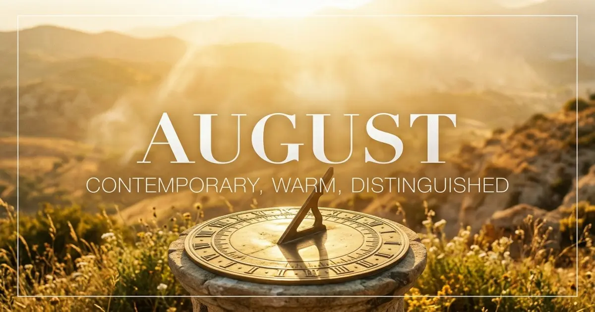 August name vibe: Contemporary, warm, distinguished