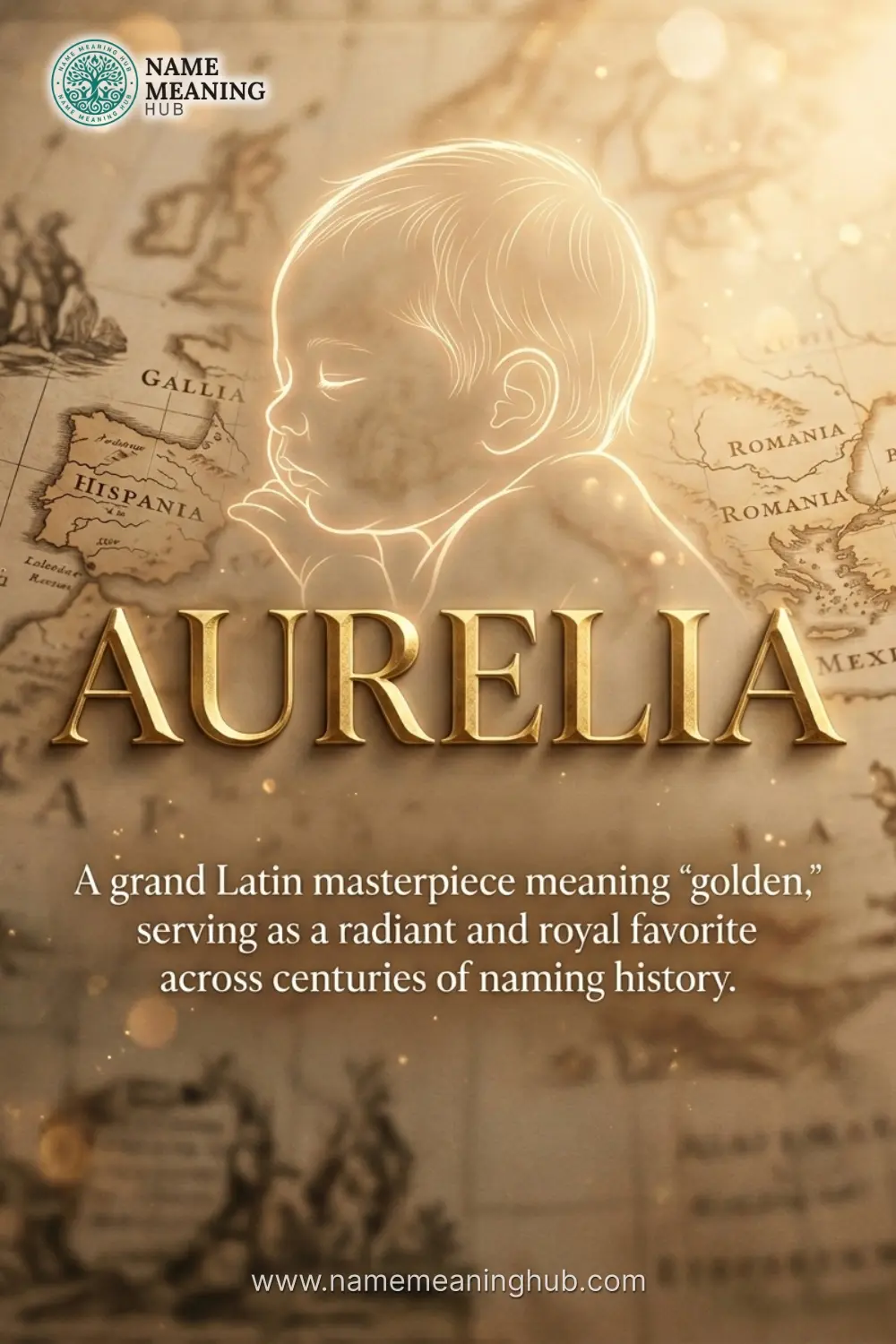 Meaning of the name Aurelia: A grand Latin masterpiece meaning "golden," serving as a radiant and royal favorite across centuries of naming history.