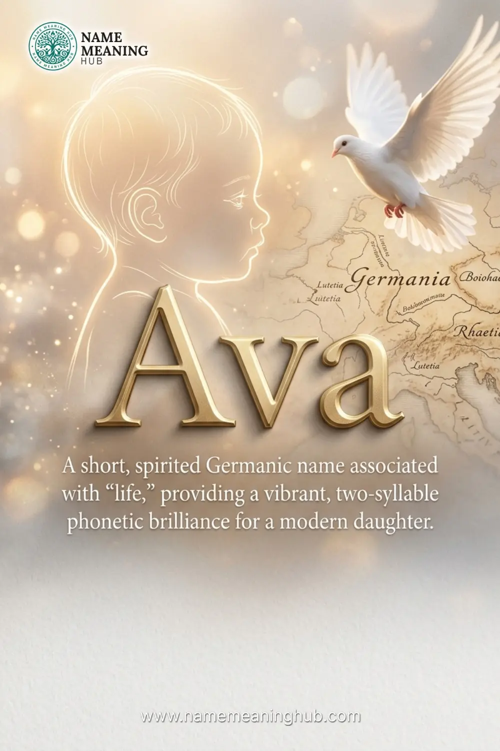 Meaning of the name Ava: A short, spirited Germanic name associated with "life," providing a vibrant, two-syllable phonetic brilliance for a modern daughter.