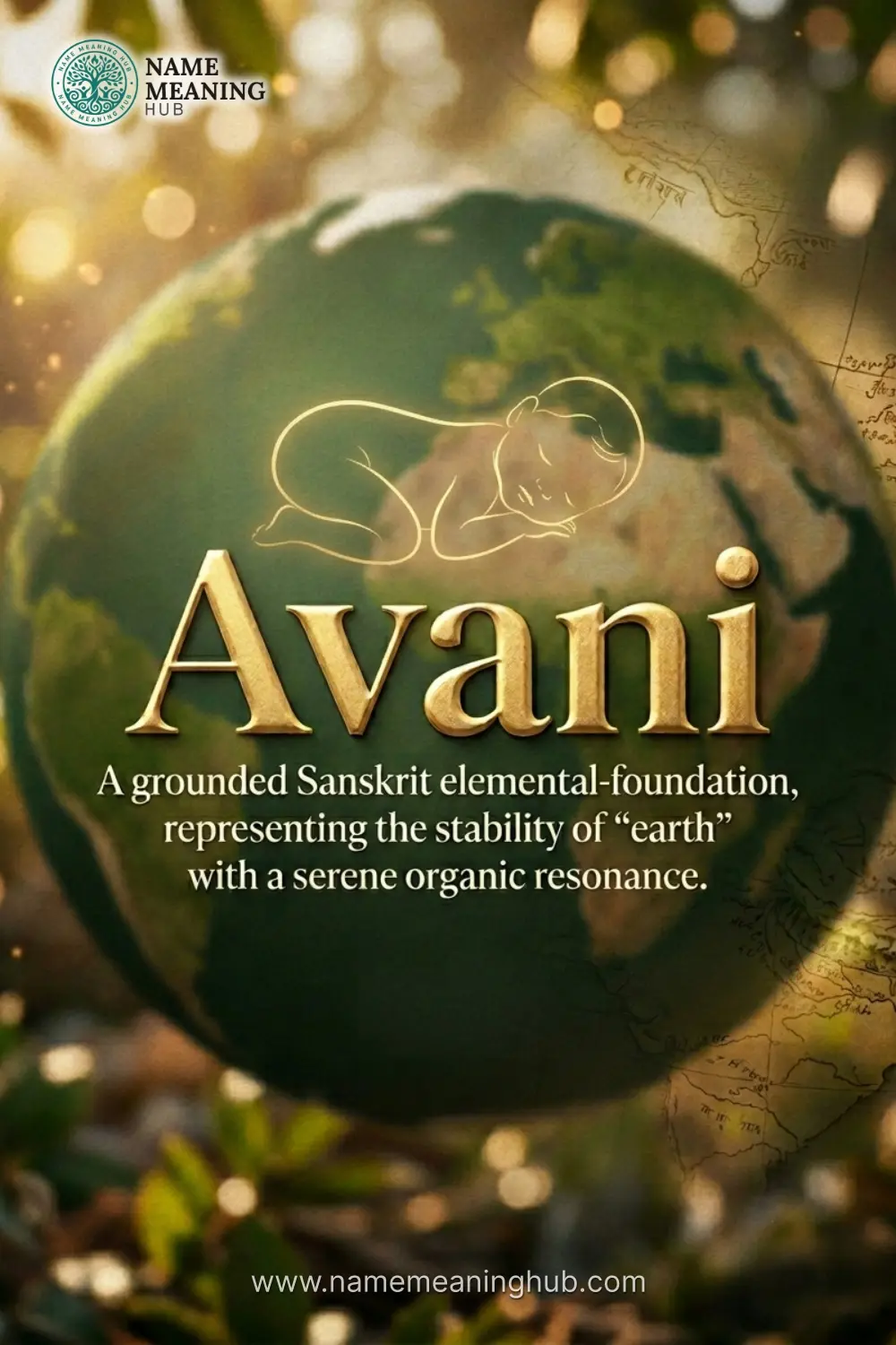 Meaning of the name Avani: A grounded Sanskrit elemental-foundation, representing the stability of "earth" with a serene organic resonance.