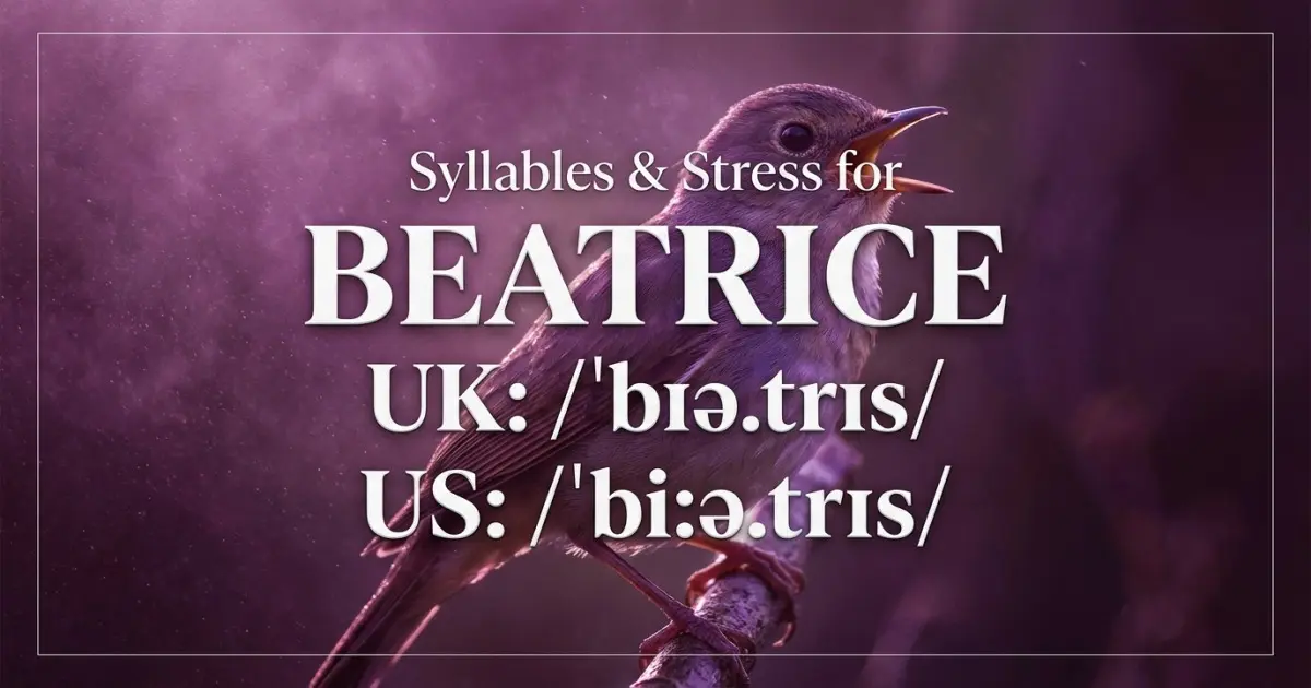 Beatrice syllables, stress, and UK and US pronunciation