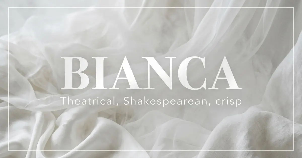 Bianca name vibe: Theatrical, Shakespearean, crisp