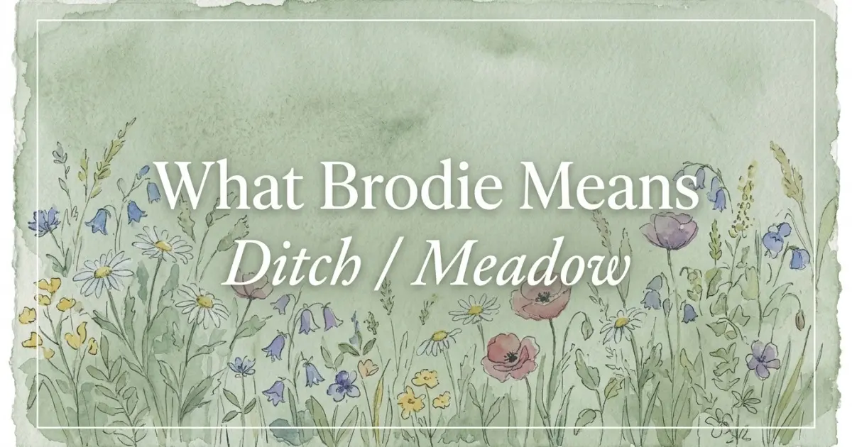 Brodie name meaning Ditch / Meadow