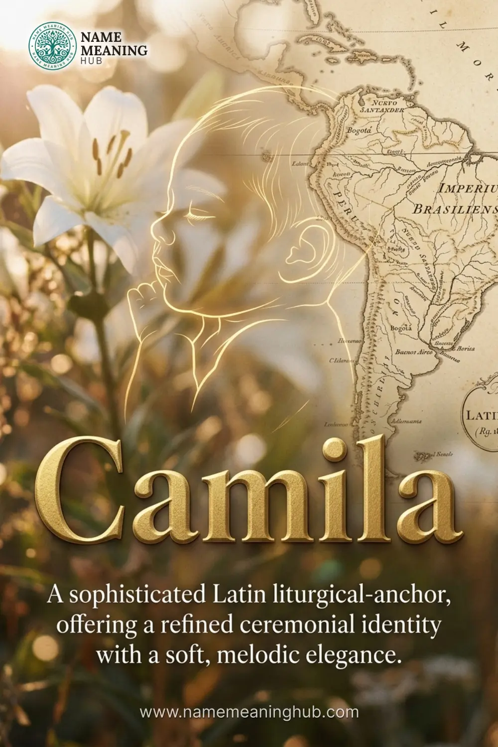 Meaning of the name Camila: A sophisticated Latin liturgical-anchor, offering a refined ceremonial identity with a soft, melodic elegance.