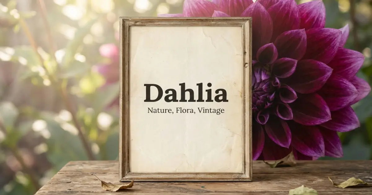 Dahlia meaning themes: nature, flora, vintage